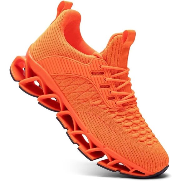 Men's Orange Casual Fashion Comfortable Non Slip Sport Trainer Athletic Shoes - Picture 6 of 7